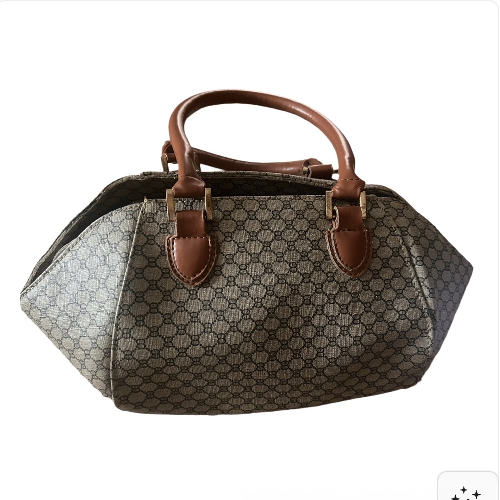 Elegant Beige and Brown Satchel